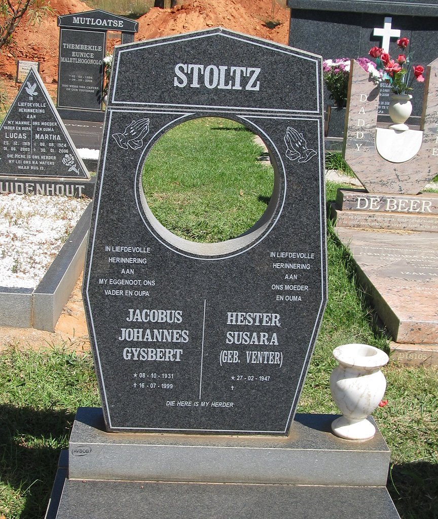 STOLTZ Jacobus Johanne Gysbert 1931-1999 &amp; Hester Susara VENTER 1947-