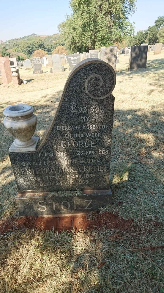 STOLZ George 1884-1964 &amp; Gertruida Maria Retief BOTHA 1889-1965