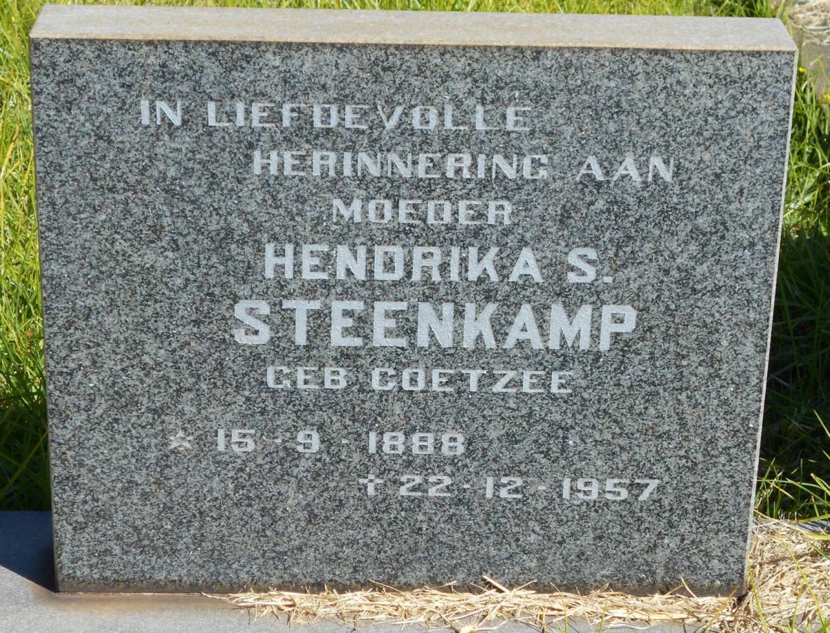 STEENKAMP Hendrika S. nee COETZEE 1888-1957