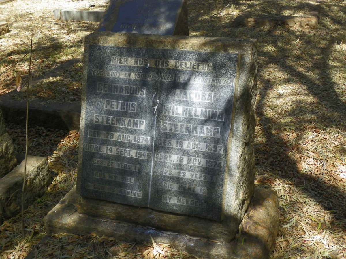 STEENKAMP Gerhardus Petrus 1874-1948 &amp; Jacoba Wilhelmina 1897-1974