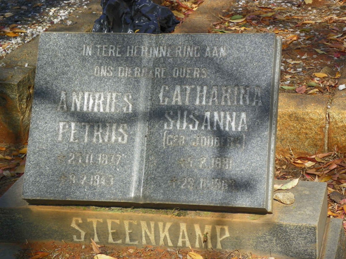 STEENKAMP Andries Petrus 1877-1943 &amp; Catharina Susanna JOUBERT 1881-1963