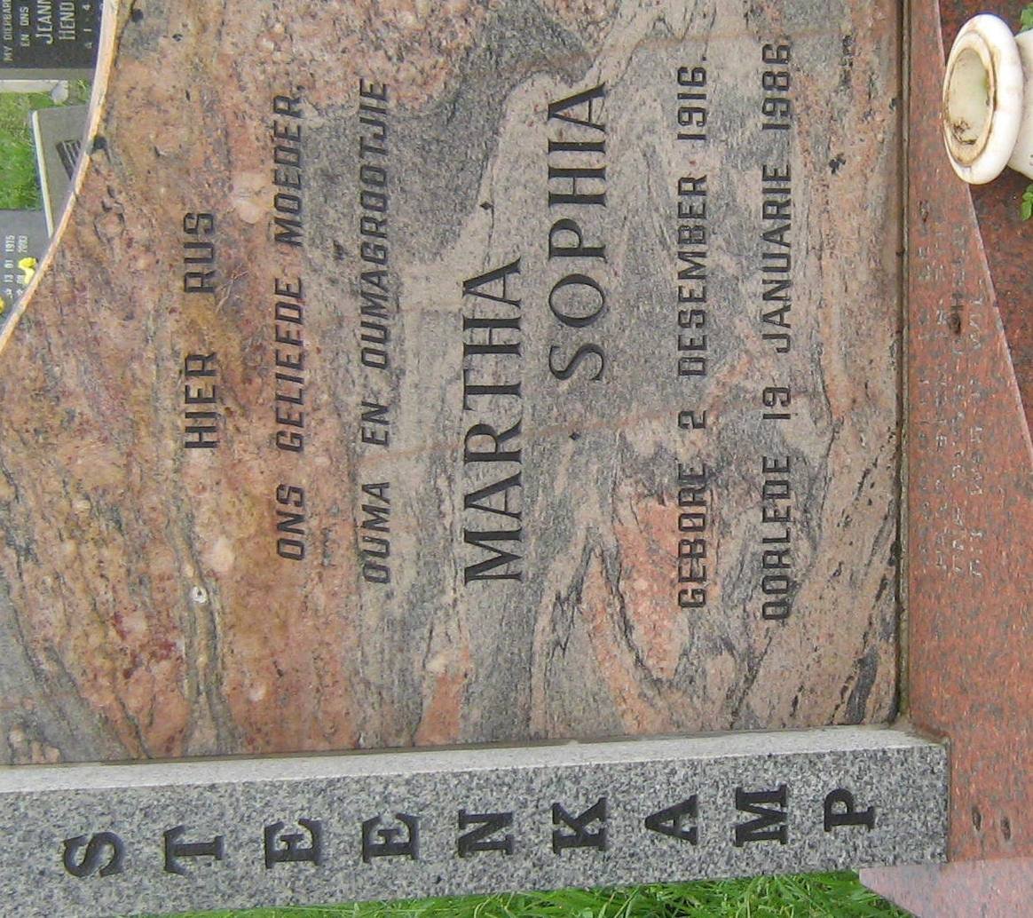 STEENKAMP Martha Sophia 1916-1986
