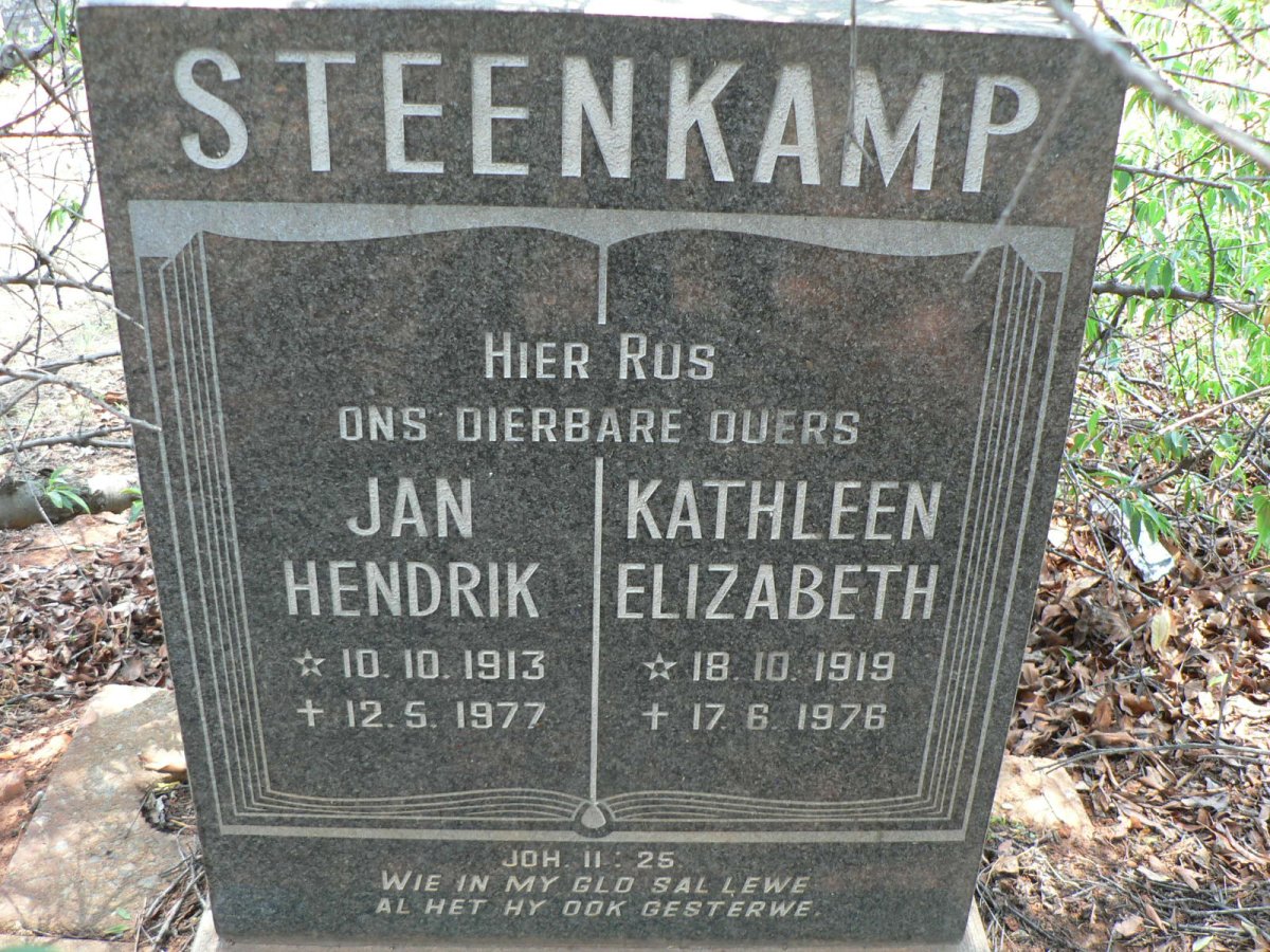 STEENKAMP Jan Hendrik 1913-1977 &amp; Kathleen Elizabeth 1919-1976