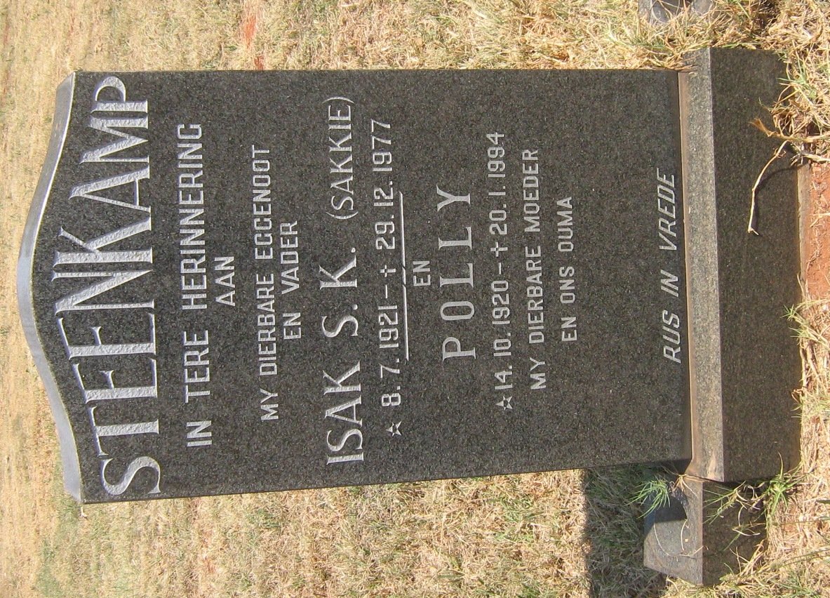 STEENKAMP Isak S.K. 1921-1977 &amp; Polly 1920-1994
