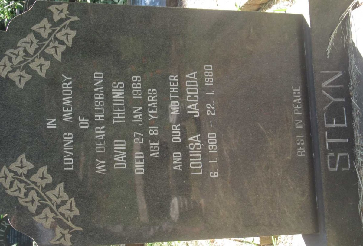 STEYN David Theunis -1969 &amp; Louisa Jacoba 1900-1980