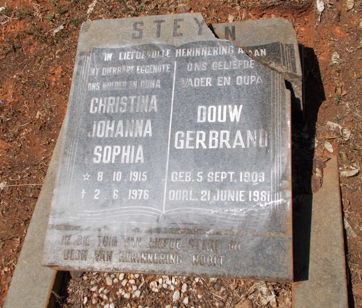 STEYN Douw Gerbrand 1909-1981 &amp; Christina Johanna Sophia 1915-1976