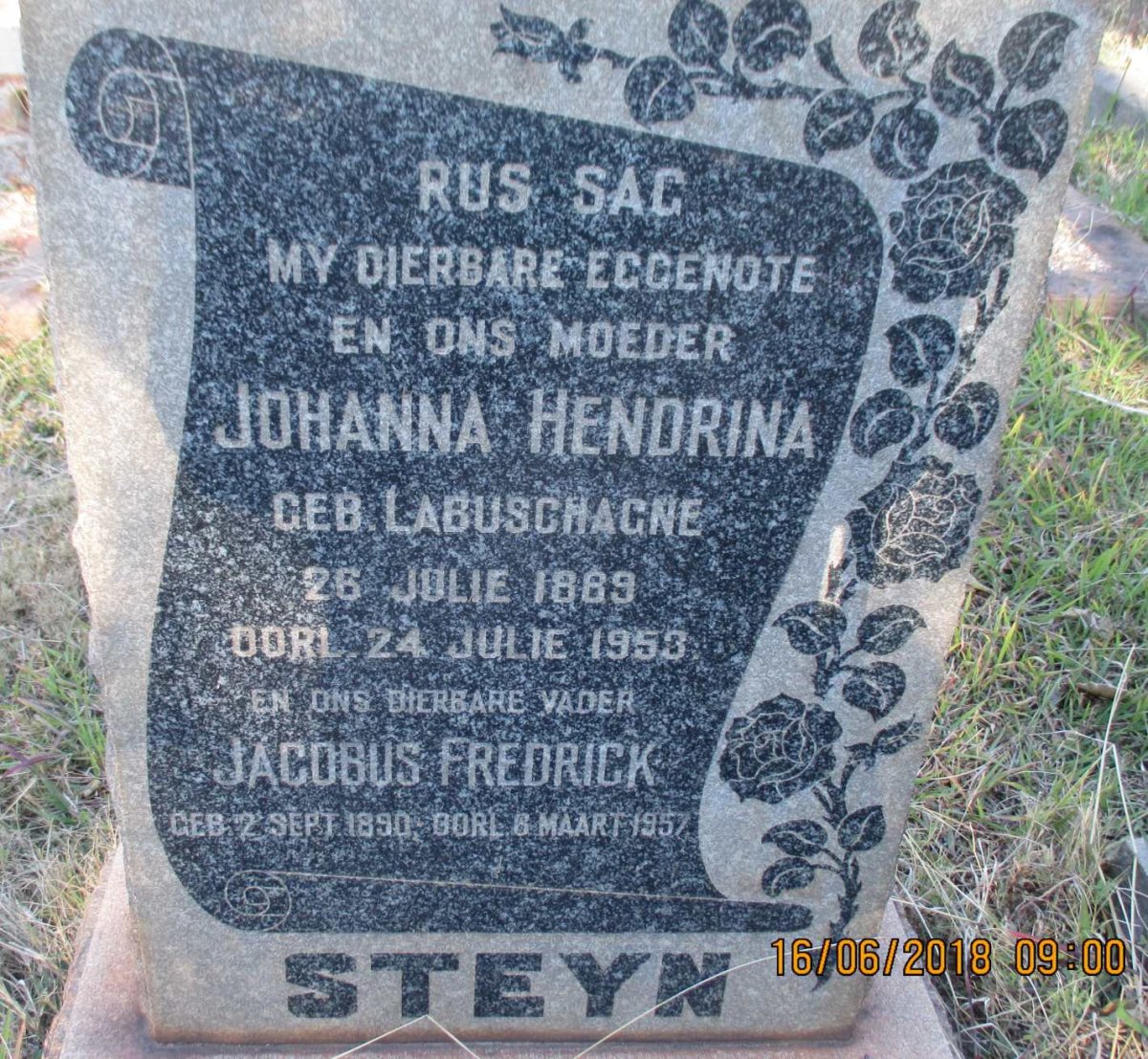 STEYN Jacobus Fredrick 1890-1957 &amp; Johanna Hendrina LABUSCHAGNE 1889-1953