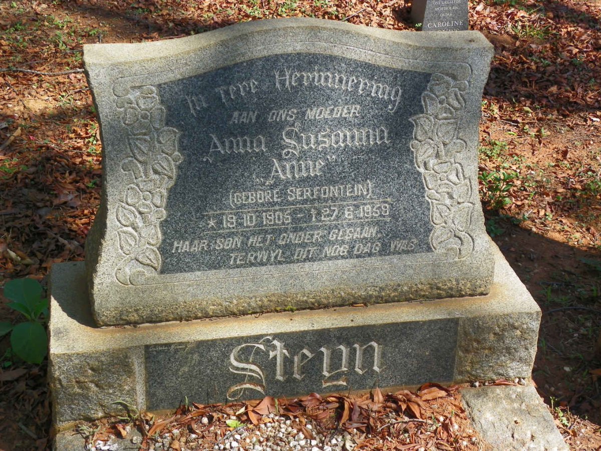 STEYN Anna Susanna nee SERFONTEIN 1905-1959