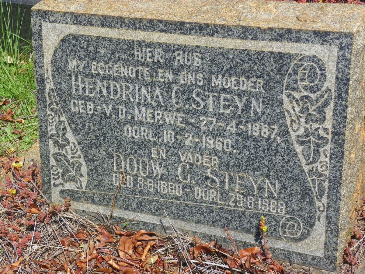STEYN Douw G. 1880-1968 &amp; Hendrina G. V.D. MERWE 1887-1960