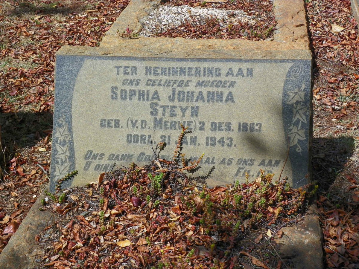 STEYN Sophia Johanna nee v.d. MERWE 1863-1943