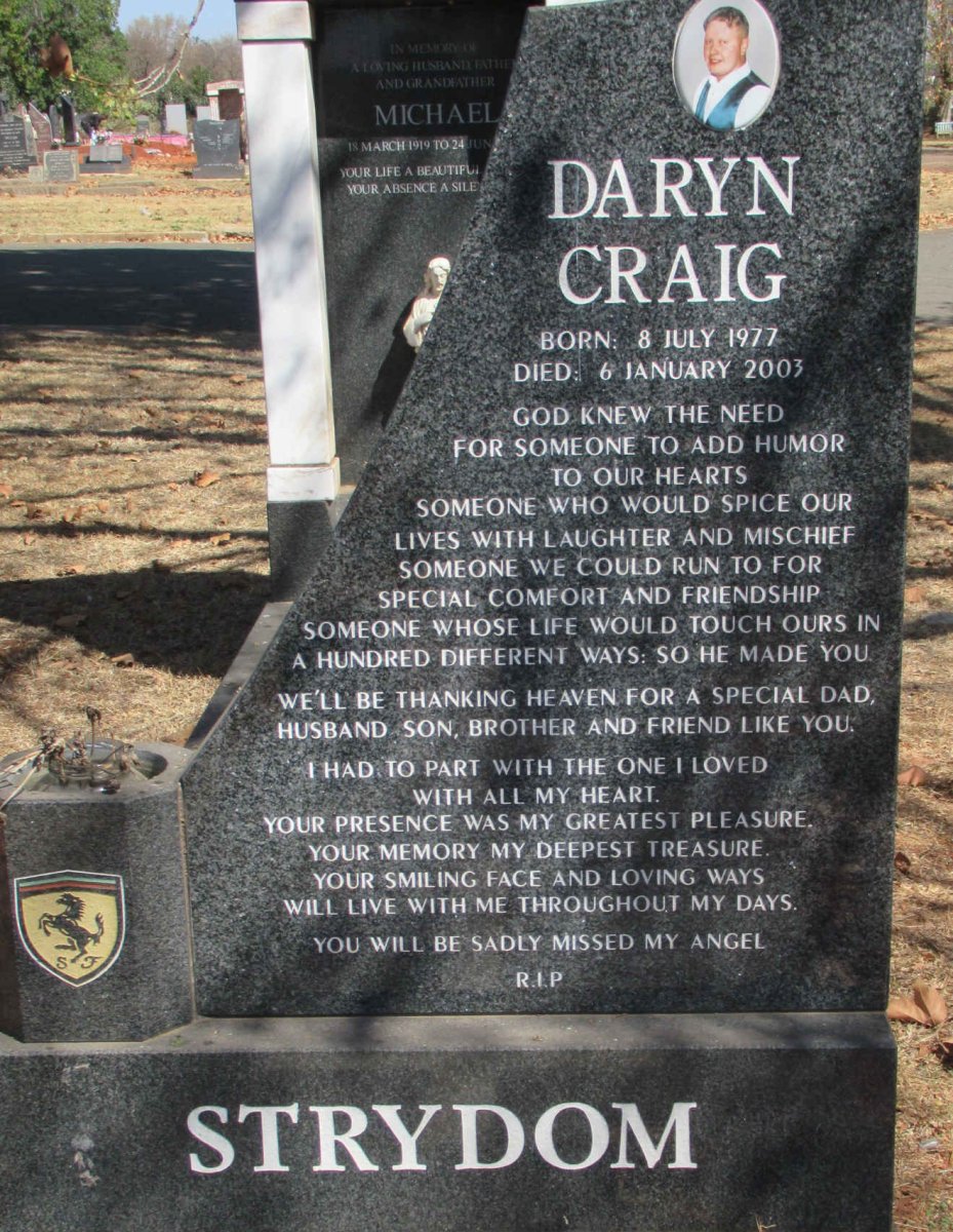 STRYDOM Daryn Craig 1977-2003