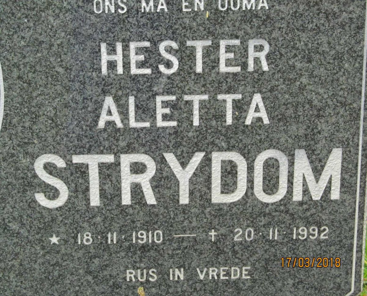 STRYDOM Hester Aletta 1910-1992