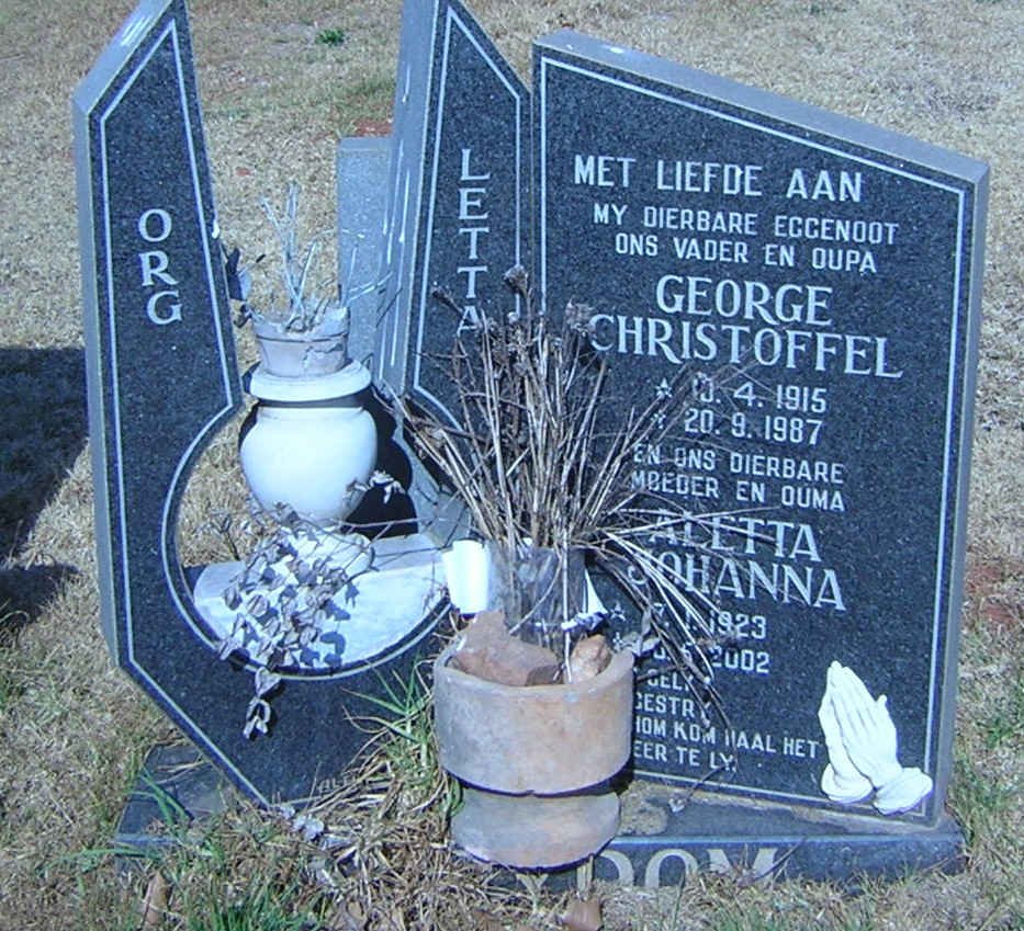 STRYDOM George Christoffel 1915-1987 &amp; Aletta Johanna 1923-2002