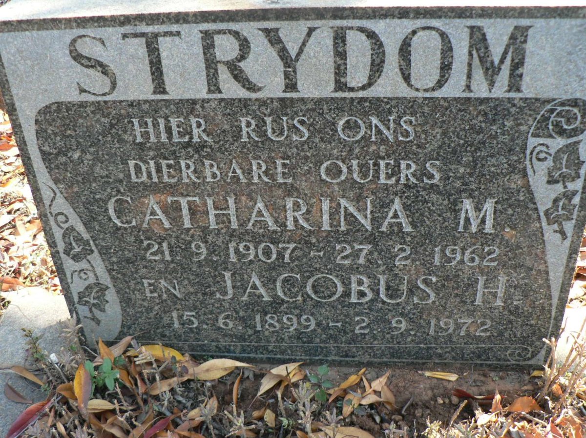 STRYDOM Jacobus H. 1899-1972 &amp; Catharina M. 1907-1962