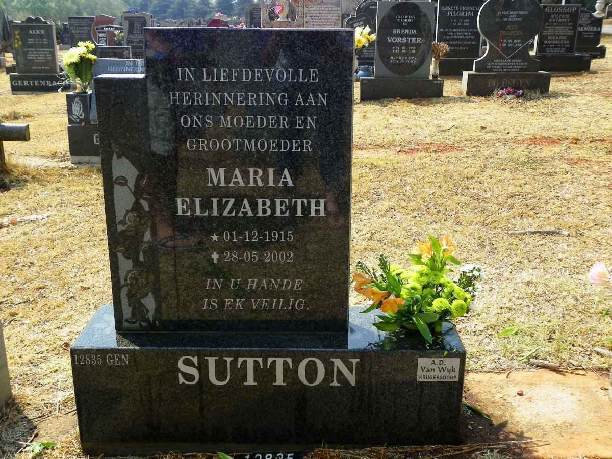 SUTTON Maria Elizabeth 1915-2002