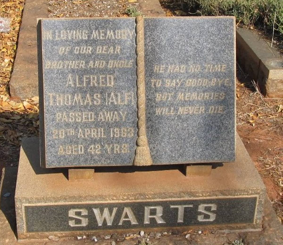 SWARTS Alfred Thomas -1963