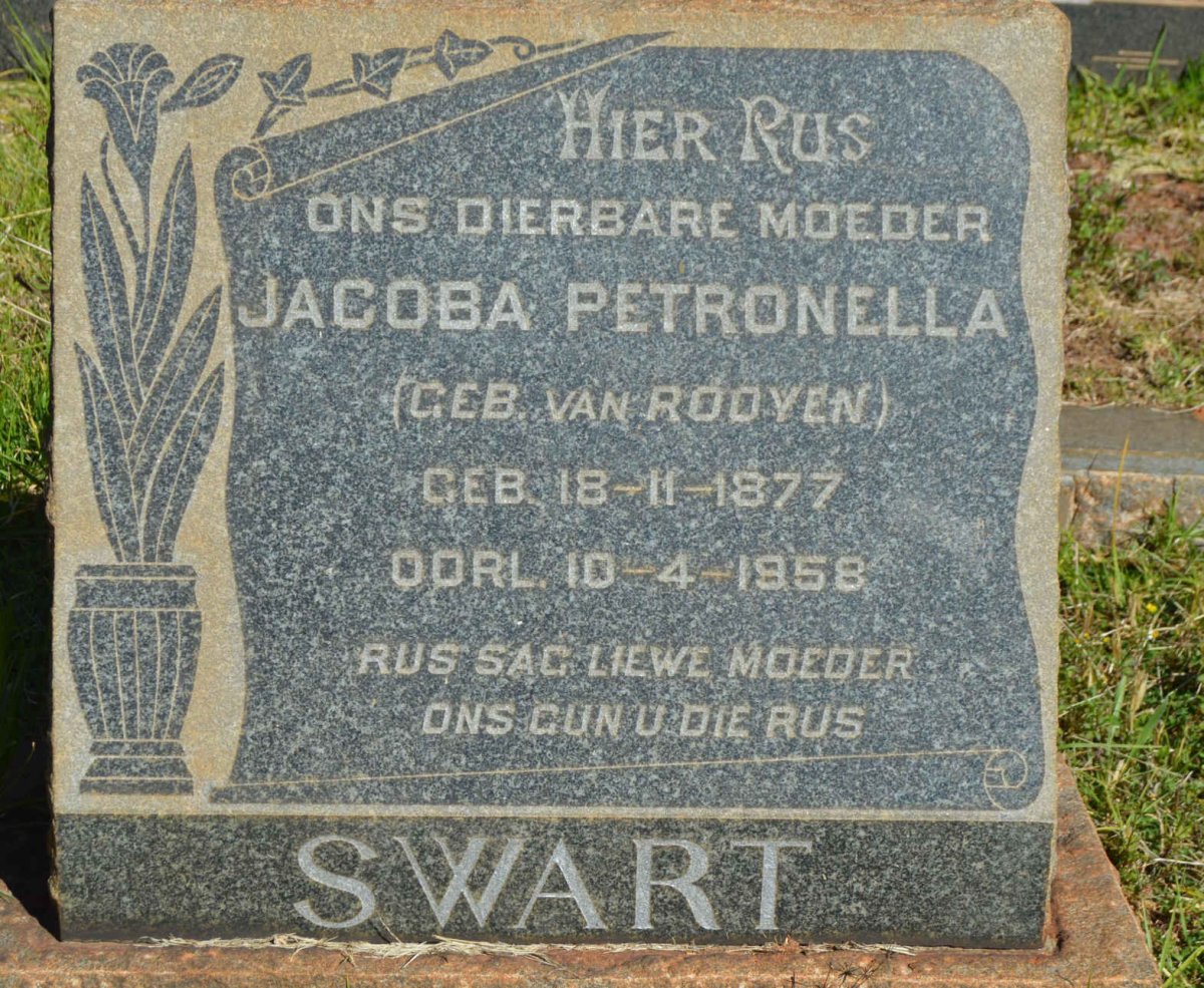 SWART Jacoba Petronella nee VAN ROOYEN 1877-1958