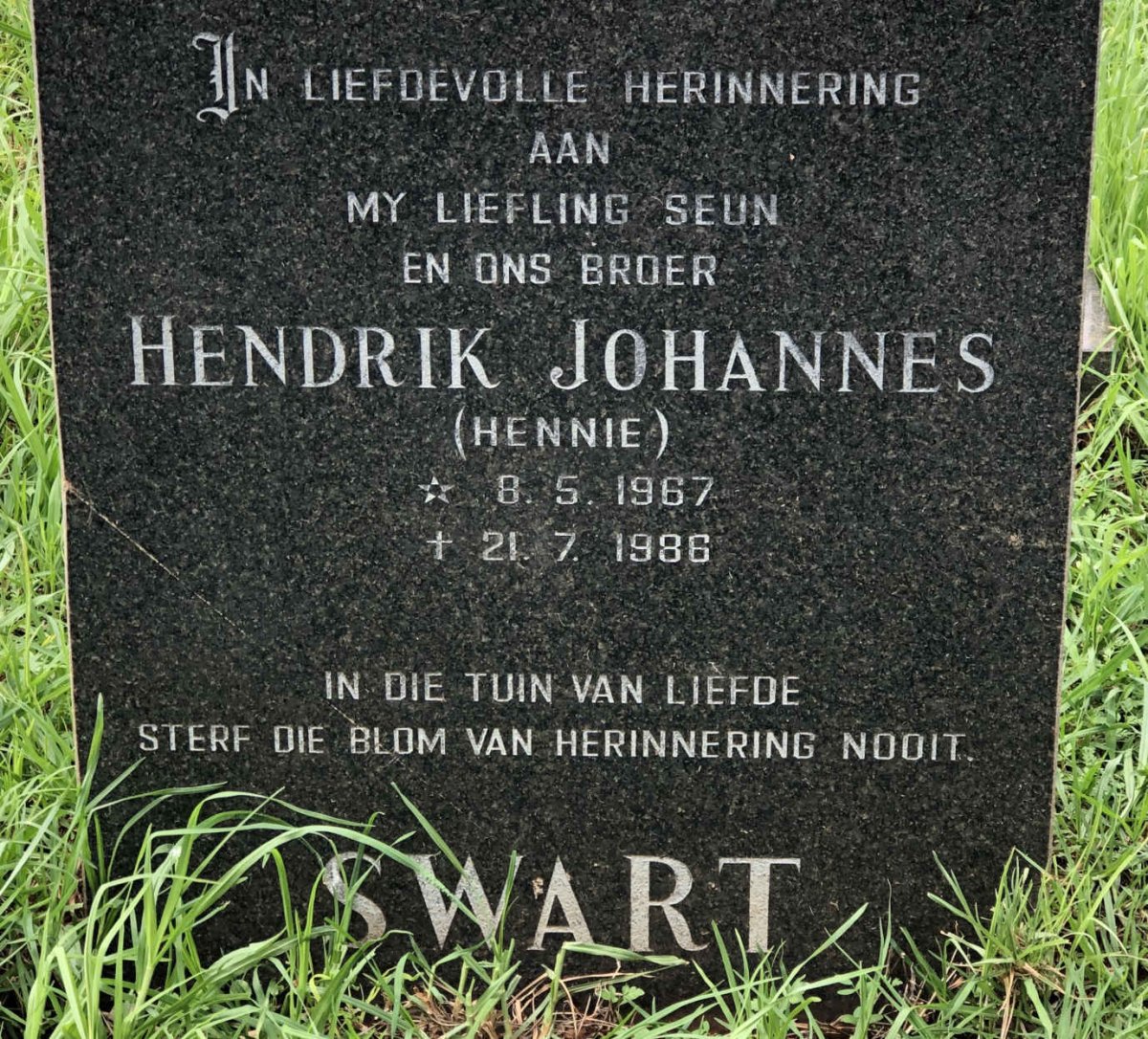 SWART Hendrik Johannes 1967-1986