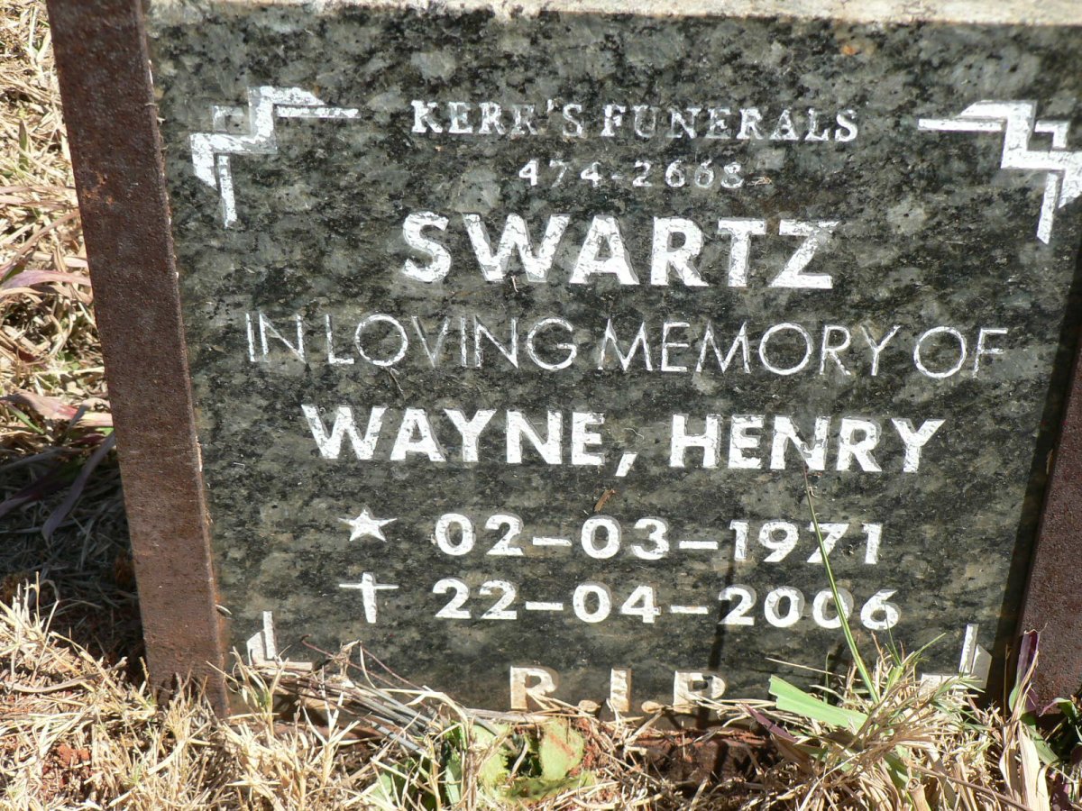 SWARTZ Wayne Henry 1971-2006