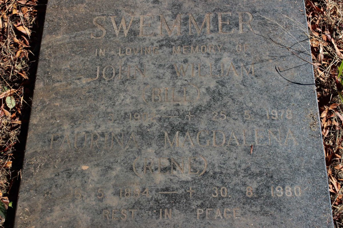 SWEMMER John William 1902-1978 &amp; Faurina Magdalena 1894-1980