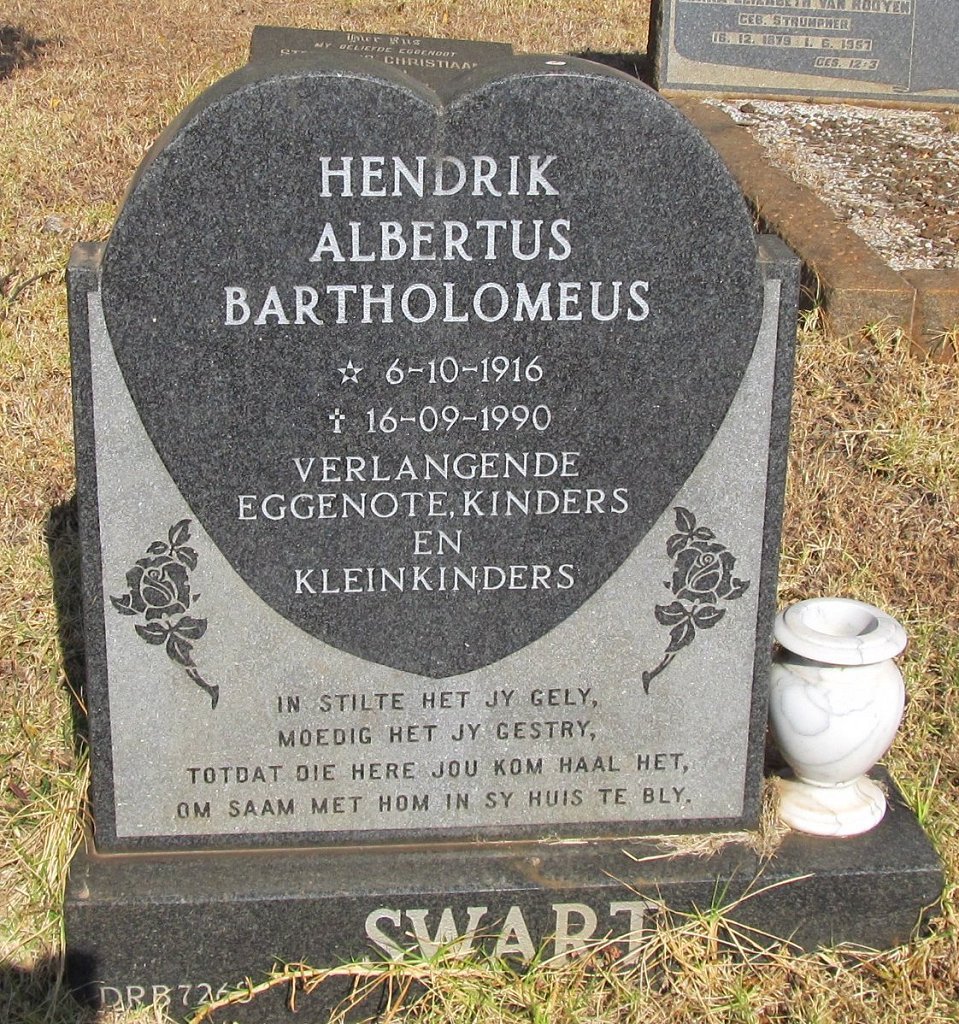 SWART Hendrik Albertus Bartholomeus 1916-1990