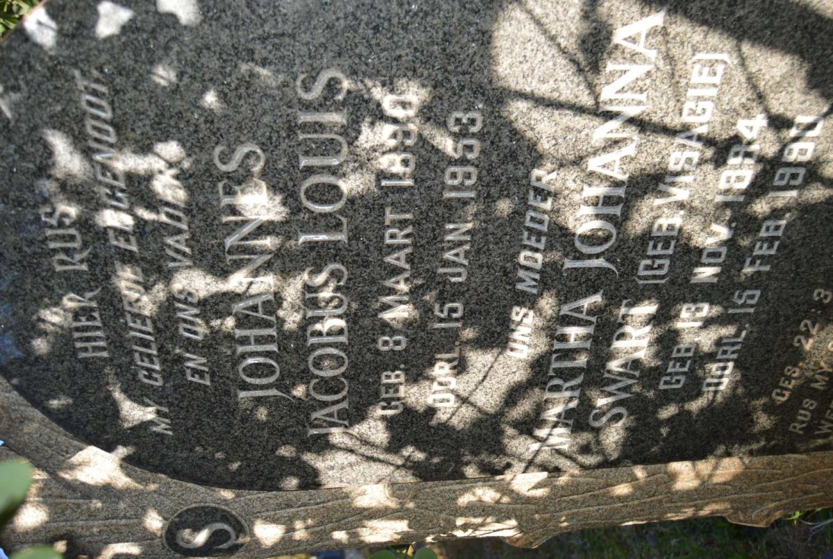 SWART Johannes Jacobus Louis 1890-1953 &amp; Martha Johanna VISAGIE 1894-1990