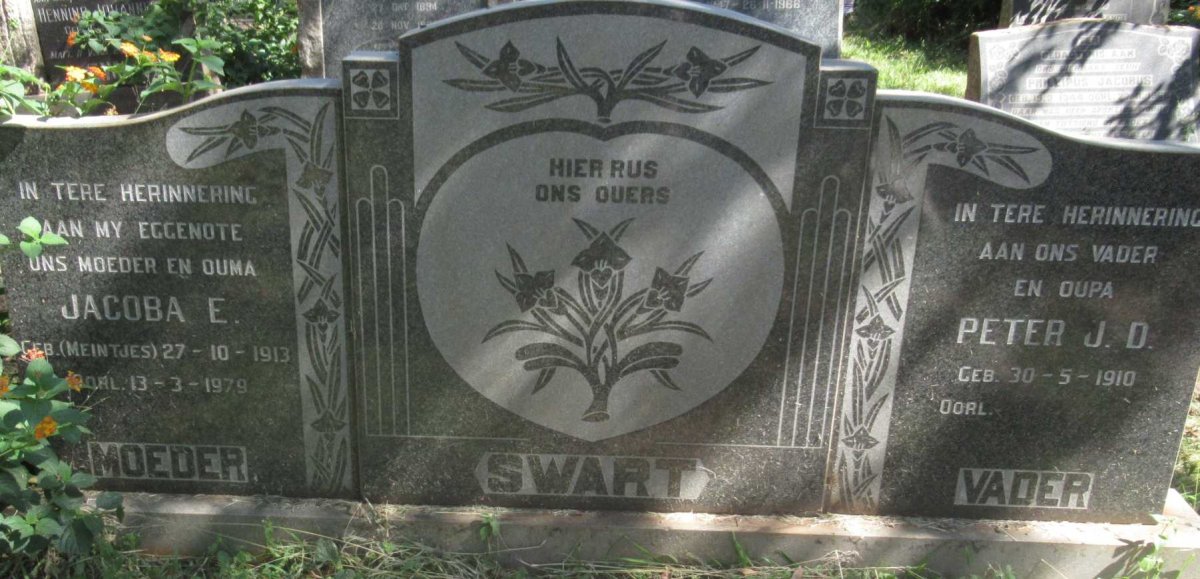 SWART Peter J.D. 1910- &amp; Jacoba E. MEINTJES 1913-1979