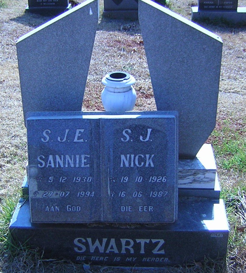 SWARTZ S.J. 1926-1987 &amp; S.J.E. 1930-1994