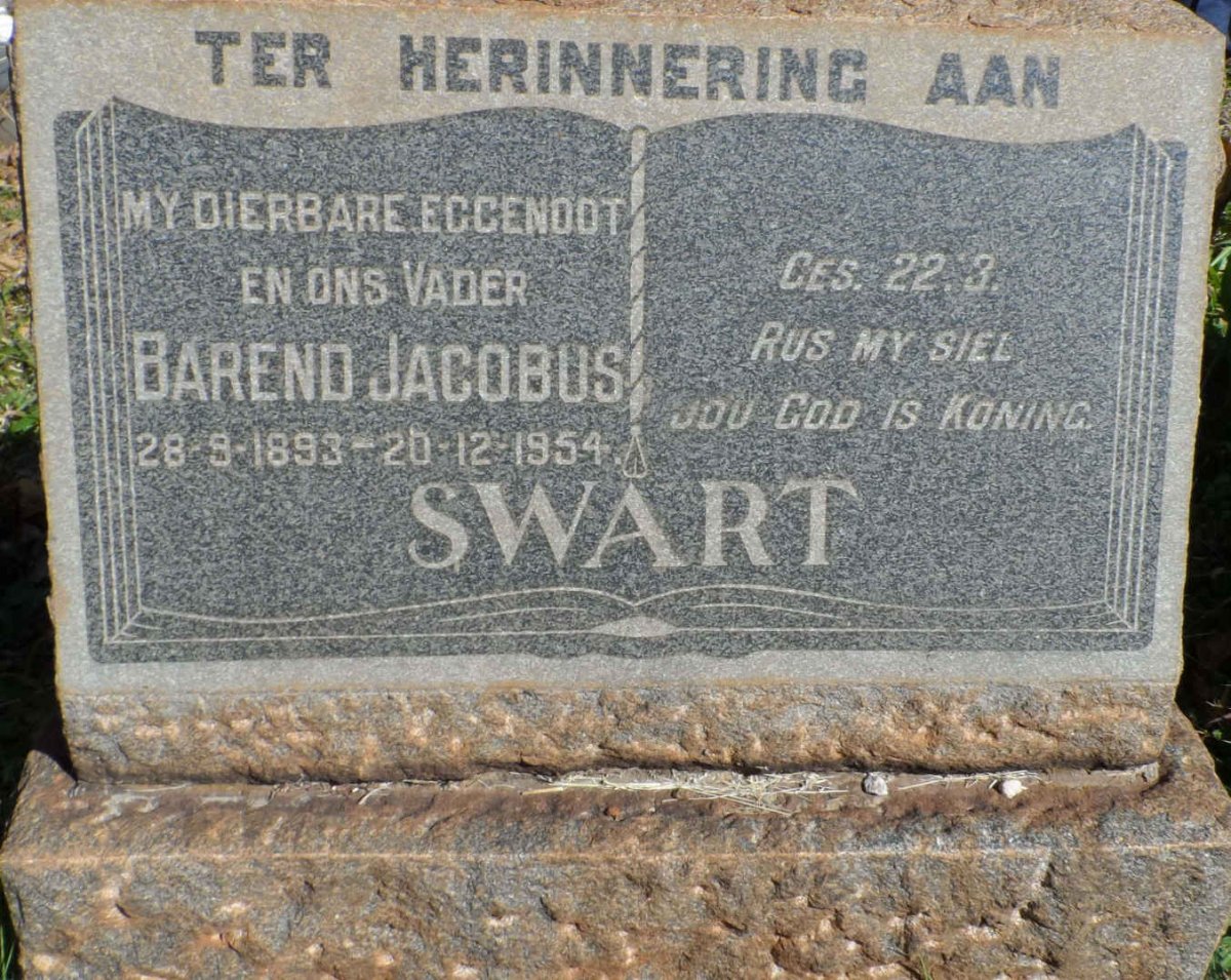 SWART Barend Jacobus 1893-1954