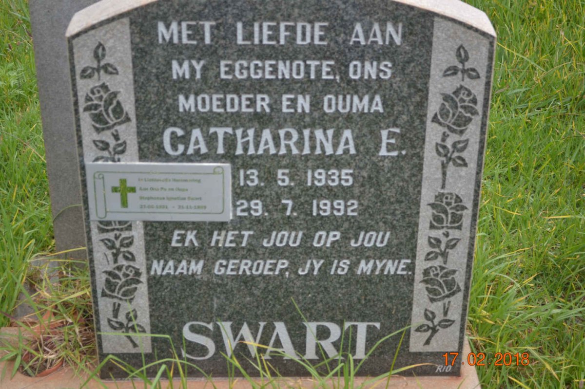 SWART Stephanus Ignatius 1931-1999 &amp; Catharina E. 1935-1992