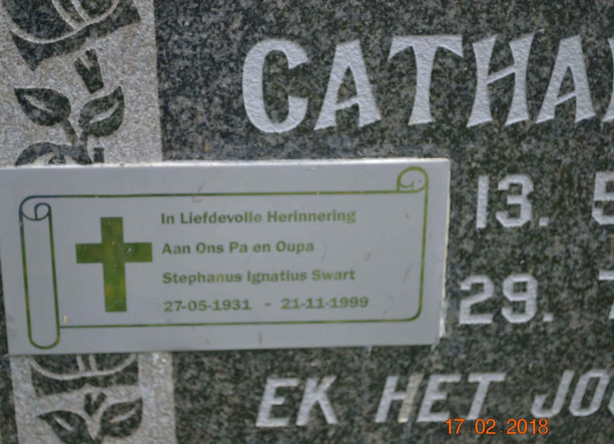 SWART Stephanus Ignatius 1931-1999 &amp; Catharina E. 1935-1992
