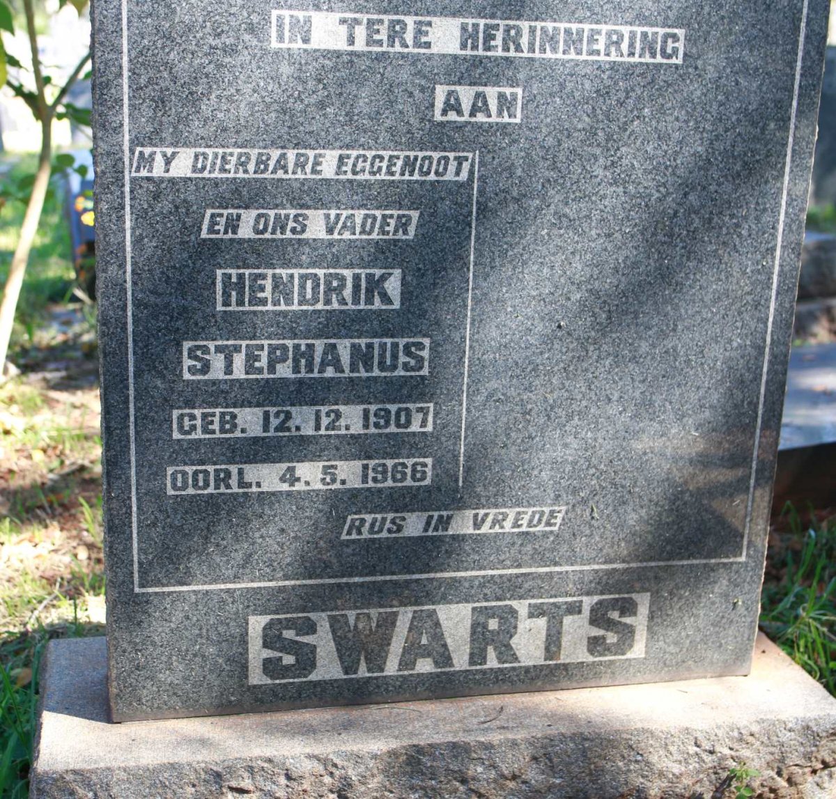 SWARTS Hendrik Stephanus 1907-1966
