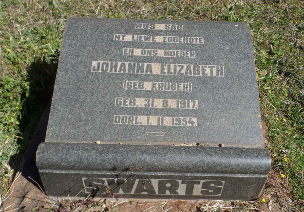 SWARTS Johanna Elizabeth nee KRUGER 1917-1954