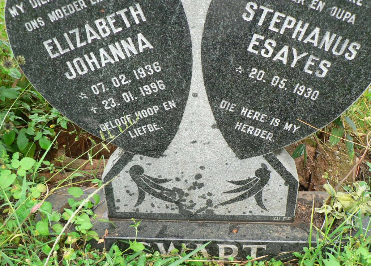 SWART Stephanus Esayes 1930- &amp; Elizabeth Johanna 1936-1996