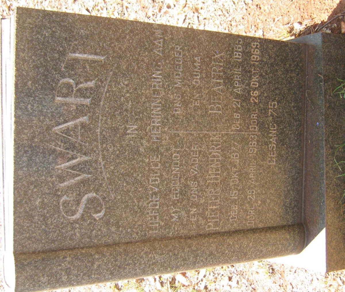 SWART Pieter Hendrik 1877-1963 &amp; Beatrix 1885-1969