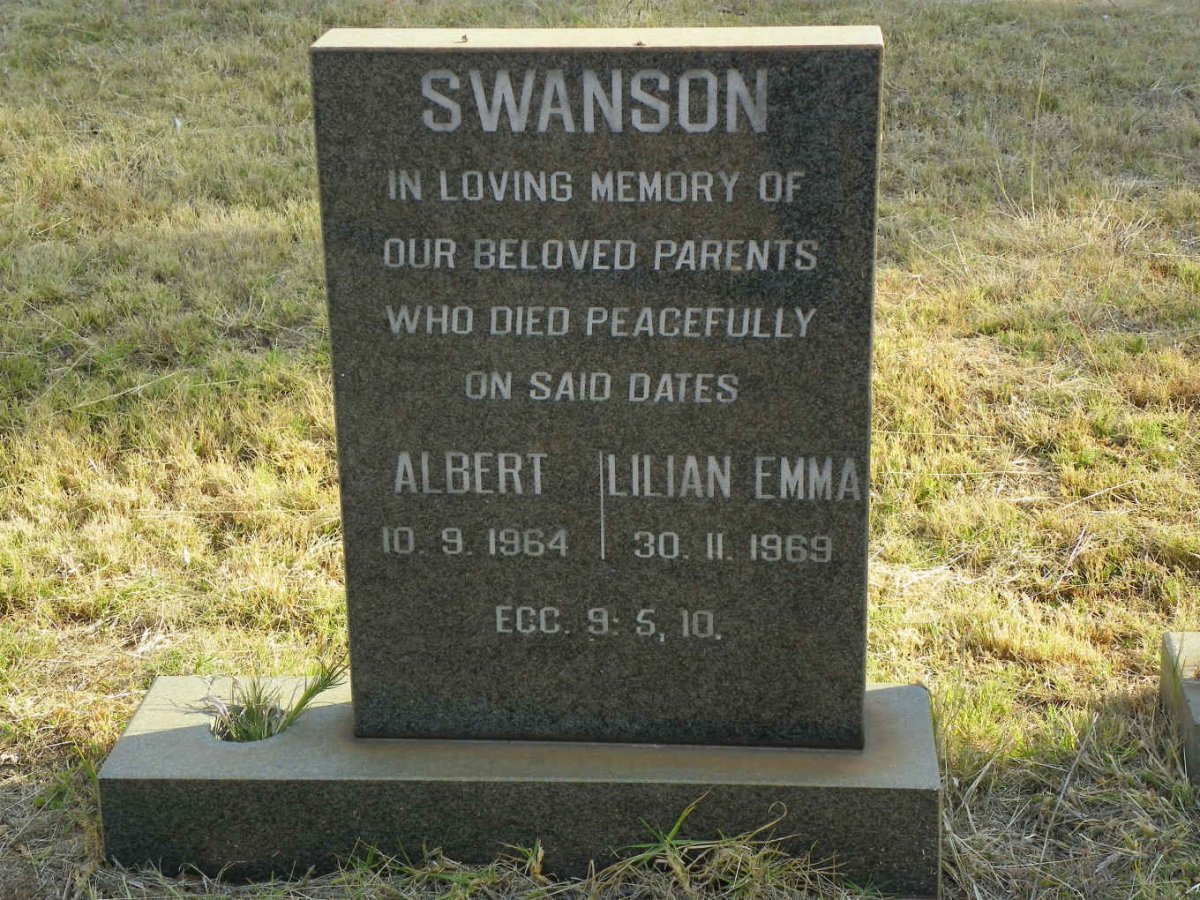 SWANSON Albert -1964 &amp; Lilian Emma -1969