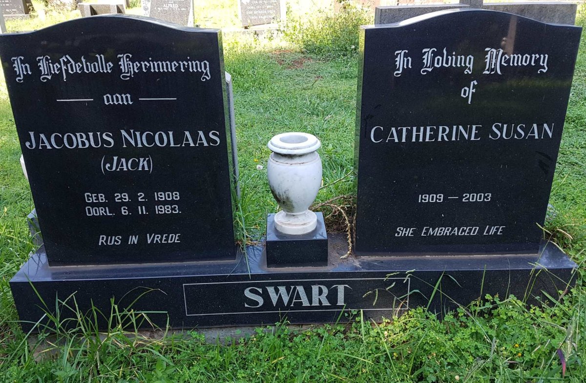SWART Jacobus Nicolaas 1908-1983 &amp; Catherine Susan 1909-2003