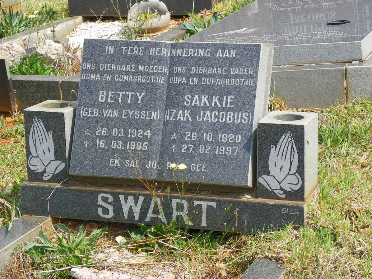 SWART Izak Jacobus 1920-1997 &amp; Betty VAN EYSSEN 1924-1995