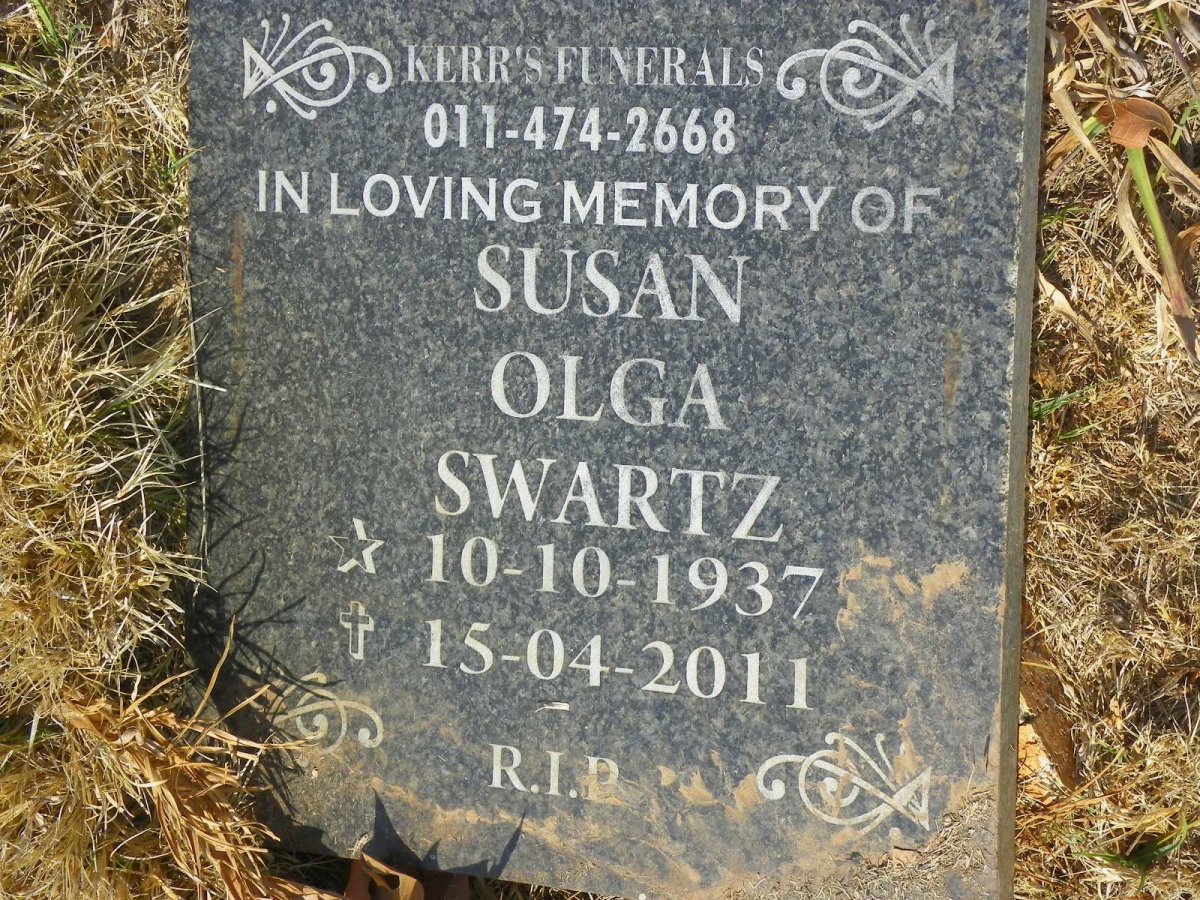 SWARTZ Susan Olga 1937-2011