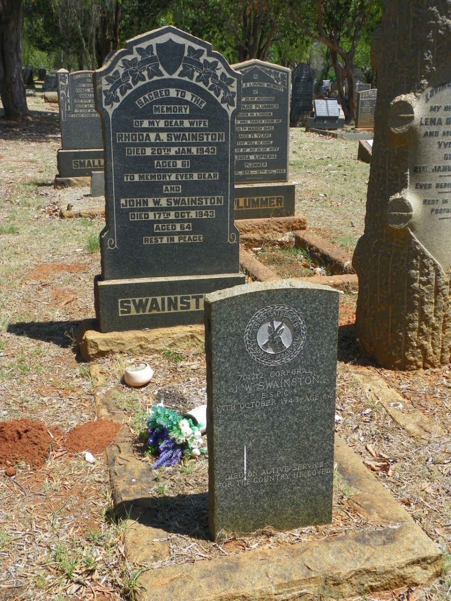 SWAINSTON John W. -1943 &amp; Rhoda A. -1943