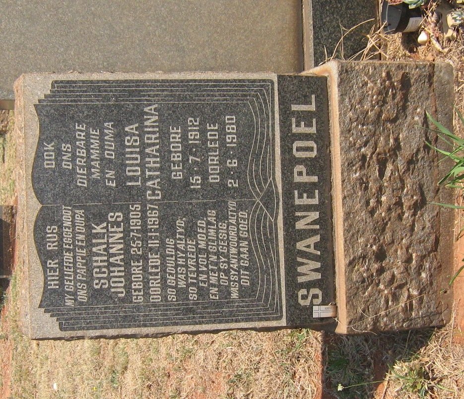 SWANEPOEL Schalk Johannes 1905-1967 &amp; Louisa Catharina 1912-1980