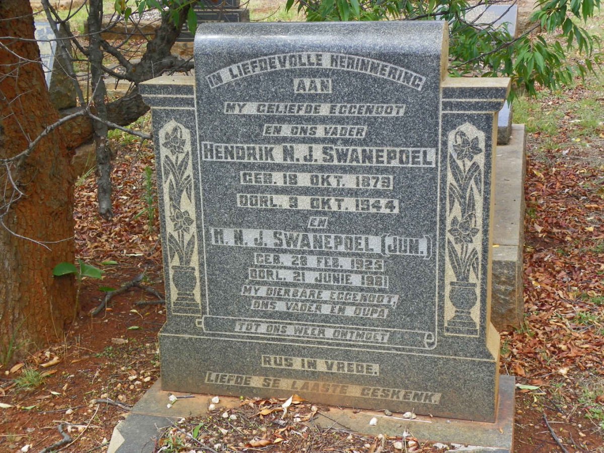 SWANEPOEL Hendrik N.J. 1879-1944 :: SWANEPOEL H.N.J. 1925-1981