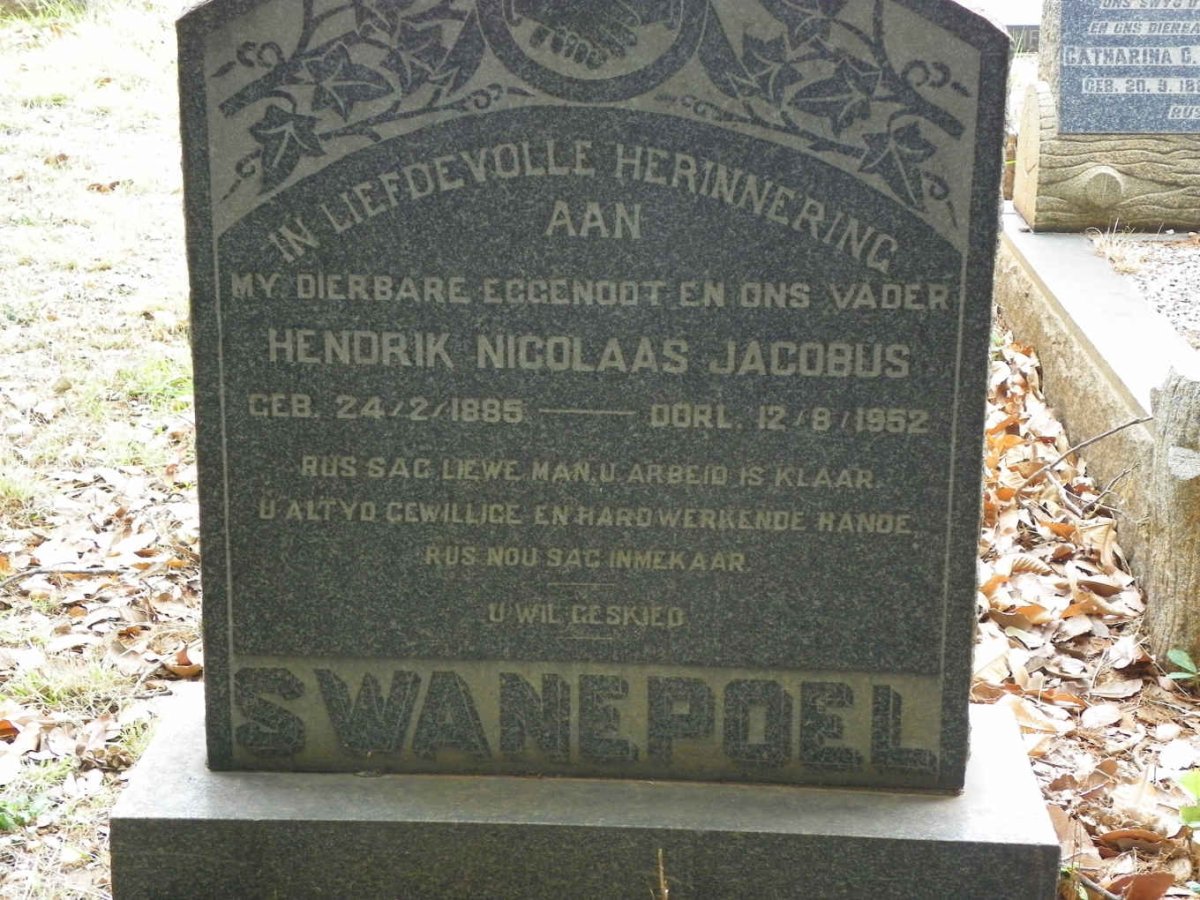 SWANEPOEL Hendrik Nicolaas Jacobus 1885-1952