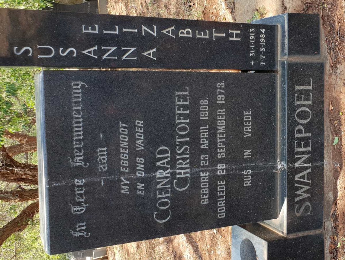 SWANEPOEL Coenrad Christoffel 1908-1973 &amp; Susanna Elizabeth 1913-1984