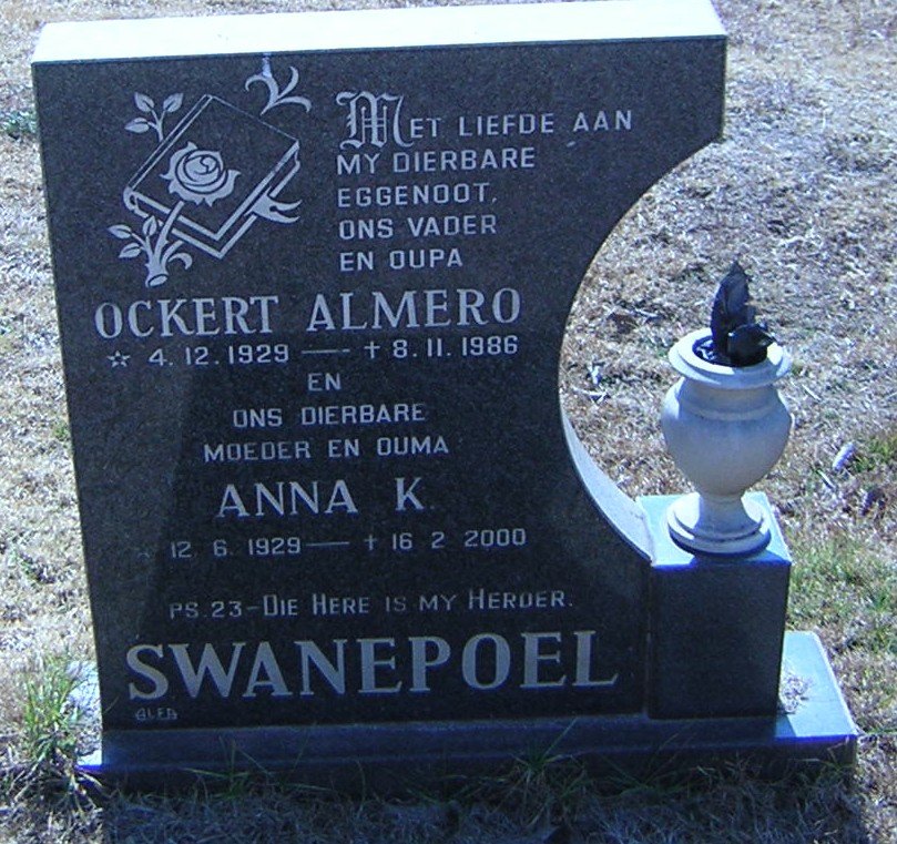 SWANEPOEL Ockert Almero 1929-1986 &amp; Anna K. 1929-2000