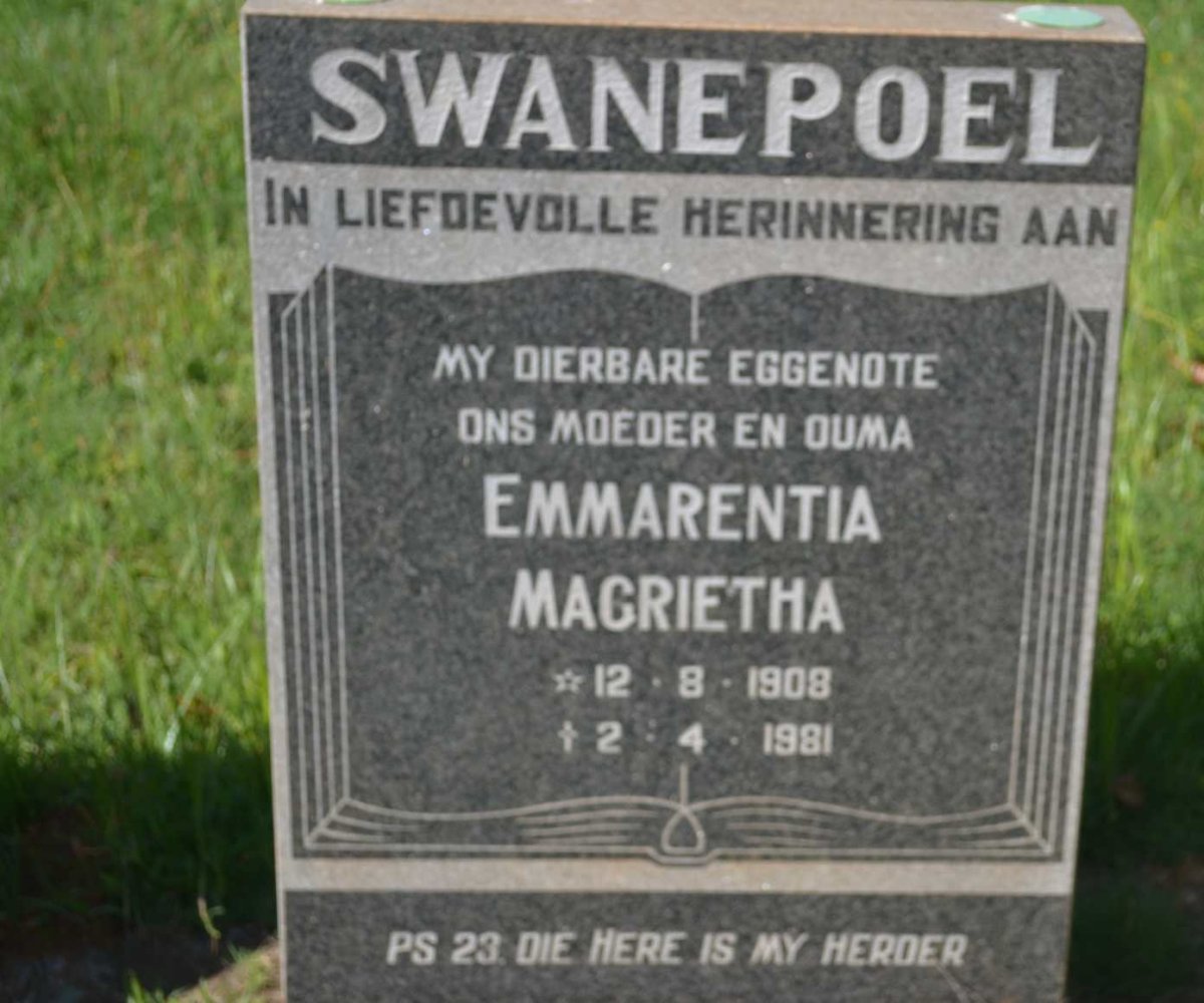 SWANEPOEL Emmarentia Magrietha 1908-1981