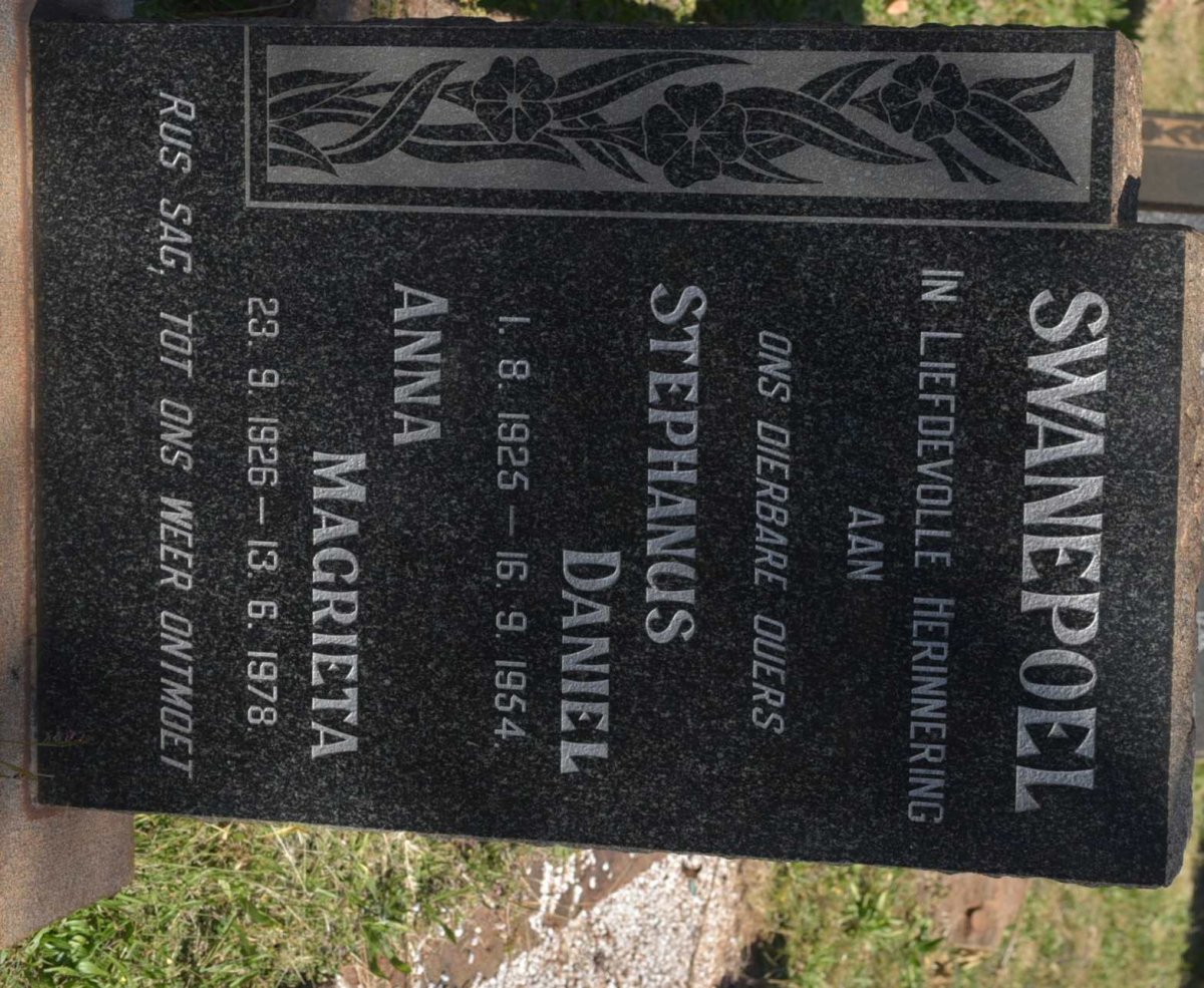 SWANEPOEL Stephanus Daniel 1925-1954 &amp; Anna Magrieta 1926-1978