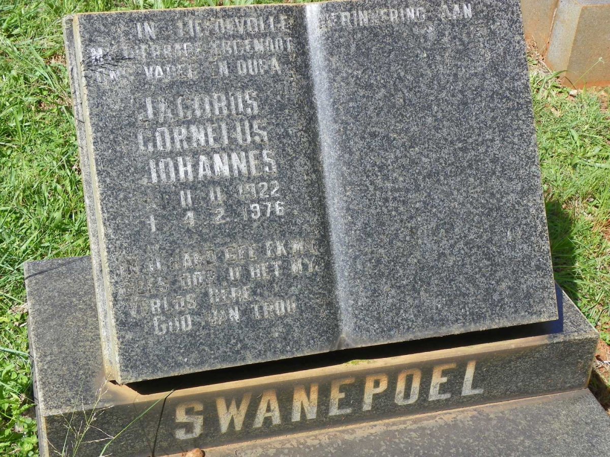 SWANEPOEL Jacobus Cornelus Johannes 1922-1976