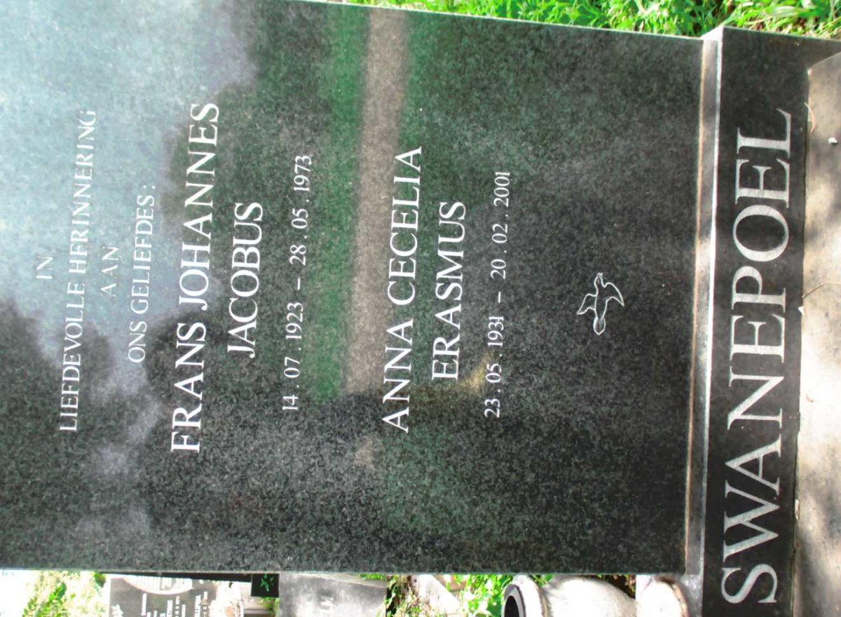 SWANEPOEL Frans Johannes Jacobus 1923-1973 &amp; Anna Cecelia ERASMUS 1931-2001