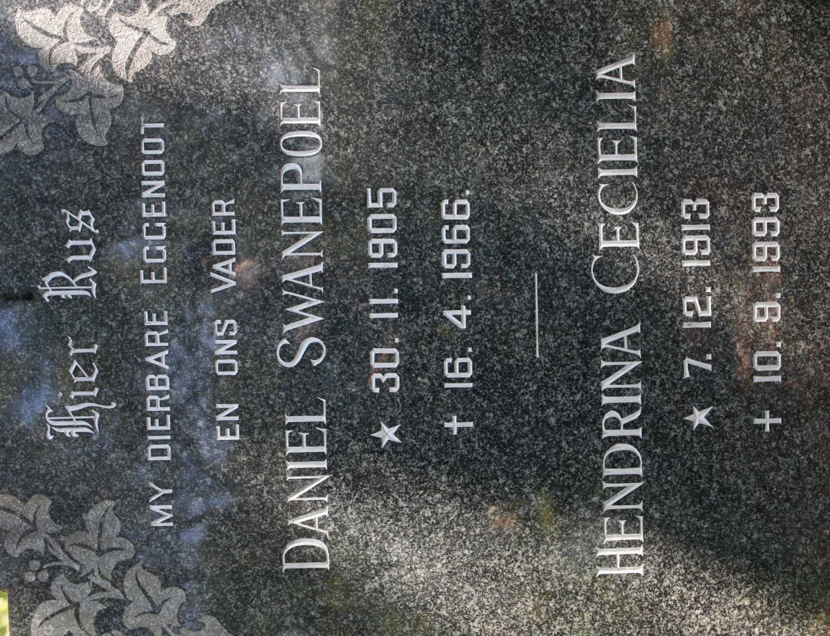 SWANEPOEL Daniel 1905-1966 &amp; Hendrina Cecielia 1913-1993